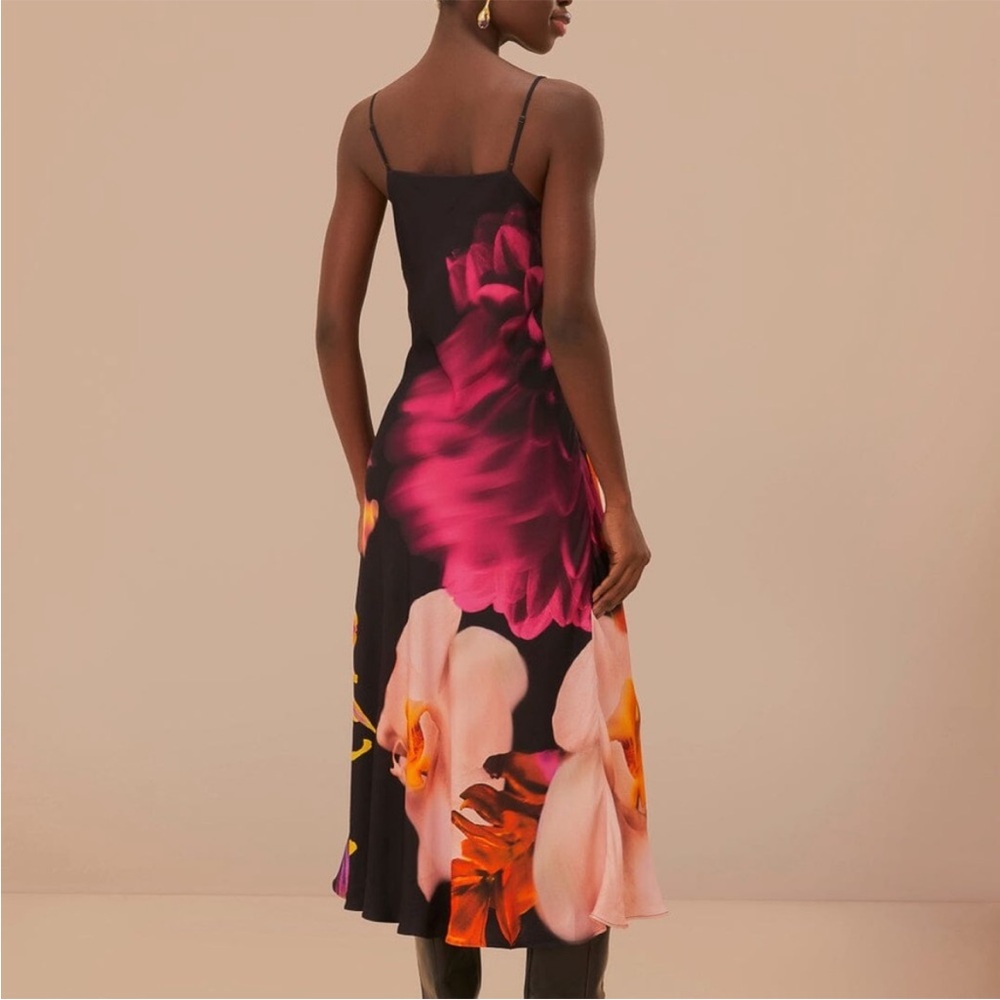 FARM Rio Black Midi Dress with Pink, Orange & Purple Floral Print - Picture 4 of 5